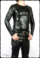 Men's Long-Sleeved Faux Leather Shirt