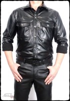 Long-sleeve faux leather men's shirt