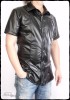 Men's Slim-Fit Stretch Faux Leather Shirt