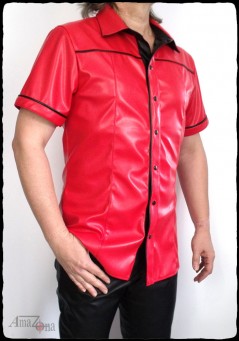 Férfi műbőr ing kontrasztos szegéllyel