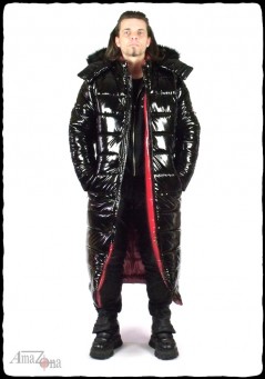 Monte Vista Men's Long Shiny Vinyl Puffer Coat