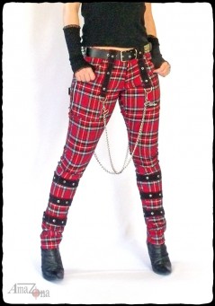 Tartan-Bondagehose mit Ketten