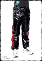 Sporty reversible 4-way stretch vinyl track pants