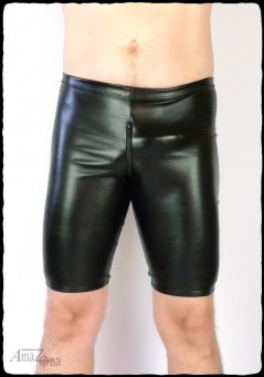 Men's Stretch Faux Leather Cycle Shorts