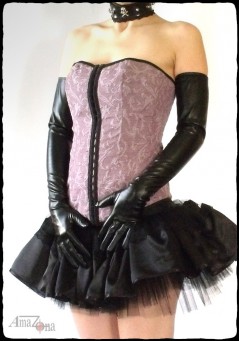 Stretch faux leather opera gloves